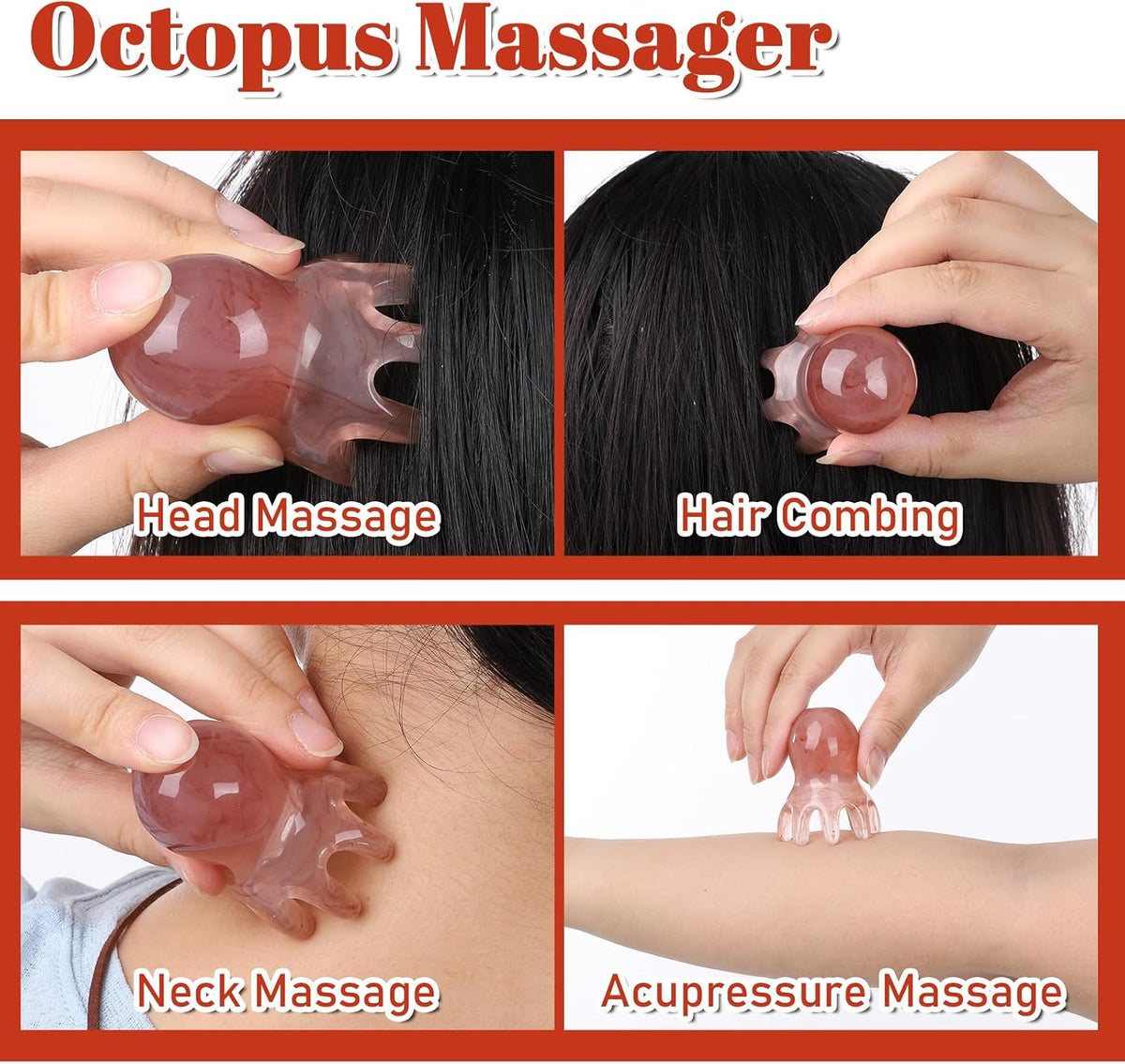 2 Pcs Head Massage Comb, Manual Scalp Massage Tool for Head and Body Relaxation Portable Acupressure Massager for Home Office
