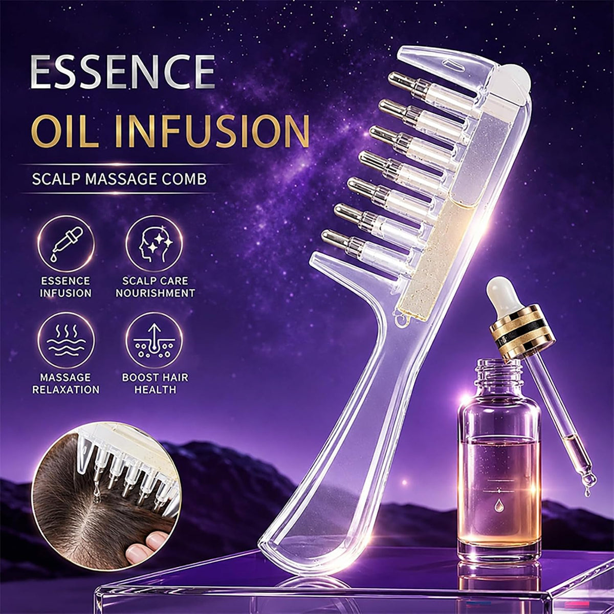 Scalp Essential Oil Comb, Hair Care Serum Applicator, Minoxidil Applicator