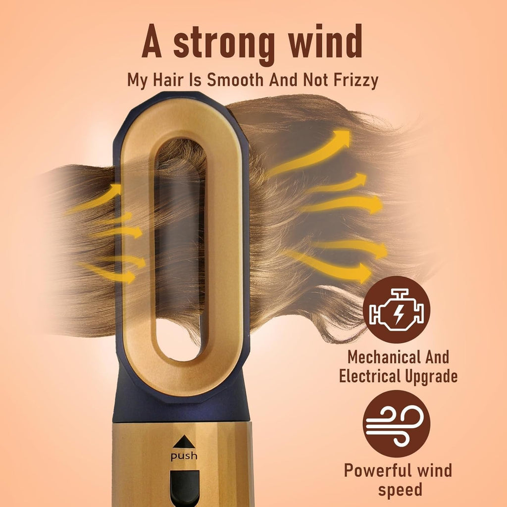 Hair Dryer Brush 5 in 1, Negative Ion Blow Dryer Brush Set -110,000 RPM High- Speed Hot Air Brush Air Styler Curling Wrap Air Curler, Curling Iron Hair Styling Tools for Straight Curl Drying Smoothing
