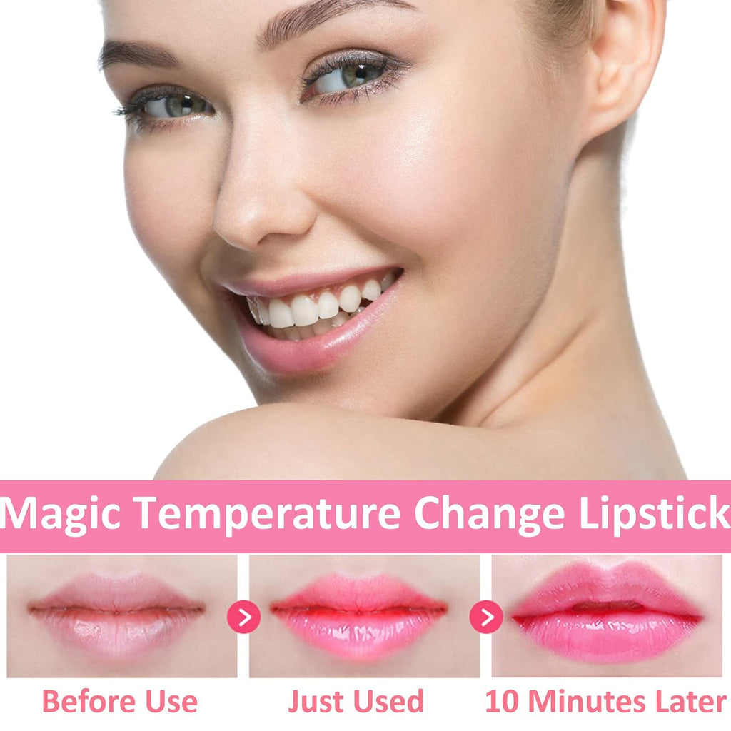 2 Pack Crystal Flower Jelly Lipstick,Magic Color Changing Lipstick,Ph Clear Temperature Color Changing Lipgloss,Lip Balm,Long Lasting Nourishing Moisturizing Lip Stick Set(Set A)